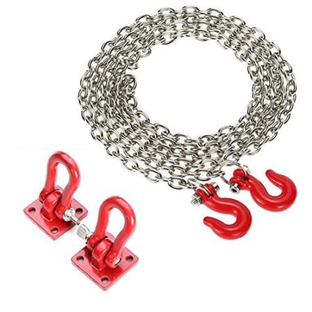 RC Car Tow Hook Trailer Chain, U Shaped Pull Buckle with Chain Hook Safety Tow Hook Chain