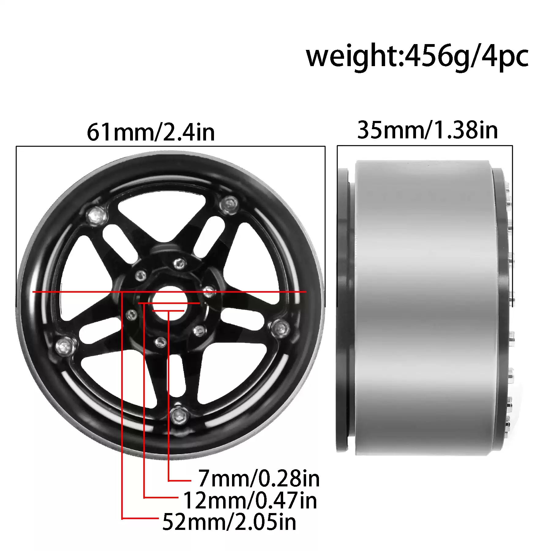2.2inch Beadlock Alloy Wheels set of 4 - Image 7